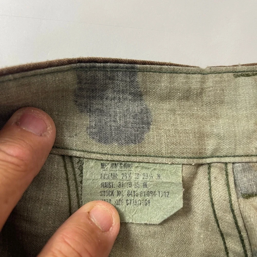 VTG Military BDU Pants Mens Medium Short Green Brown Woodland Camo Cargo Canvas